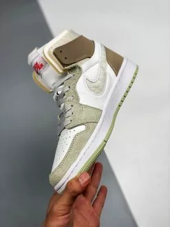 Air Jordan 1 Zoom CMFT White/Grey Heather-Olive Aura-Khaki For Sale -Cheap Jordan Shop Ai Jordan 1 Zoom CMFT White Grey Heather Olive Aura Khaki For Sale 4