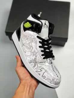 Air Jordan 1 Mid “DIY” White/Black-Volt For Sale