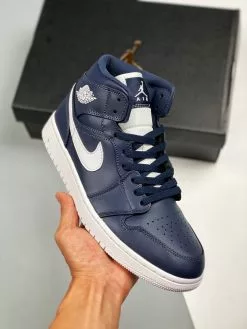 Air Jordan 1 Mid Obsidian/White-White 554724-402 For Sale