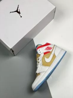 Air Jordan 1 Mid SE Sesame/White/Flash Crimson/Psychic Blue For Sale -Cheap Jordan Shop Air Jordan 1 Mid SE Sesame White Flash Crimson Psychic Blue 2