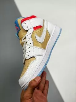 Air Jordan 1 Mid SE Sesame/White/Flash Crimson/Psychic Blue For Sale -Cheap Jordan Shop Air Jordan 1 Mid SE Sesame White Flash Crimson Psychic Blue 4