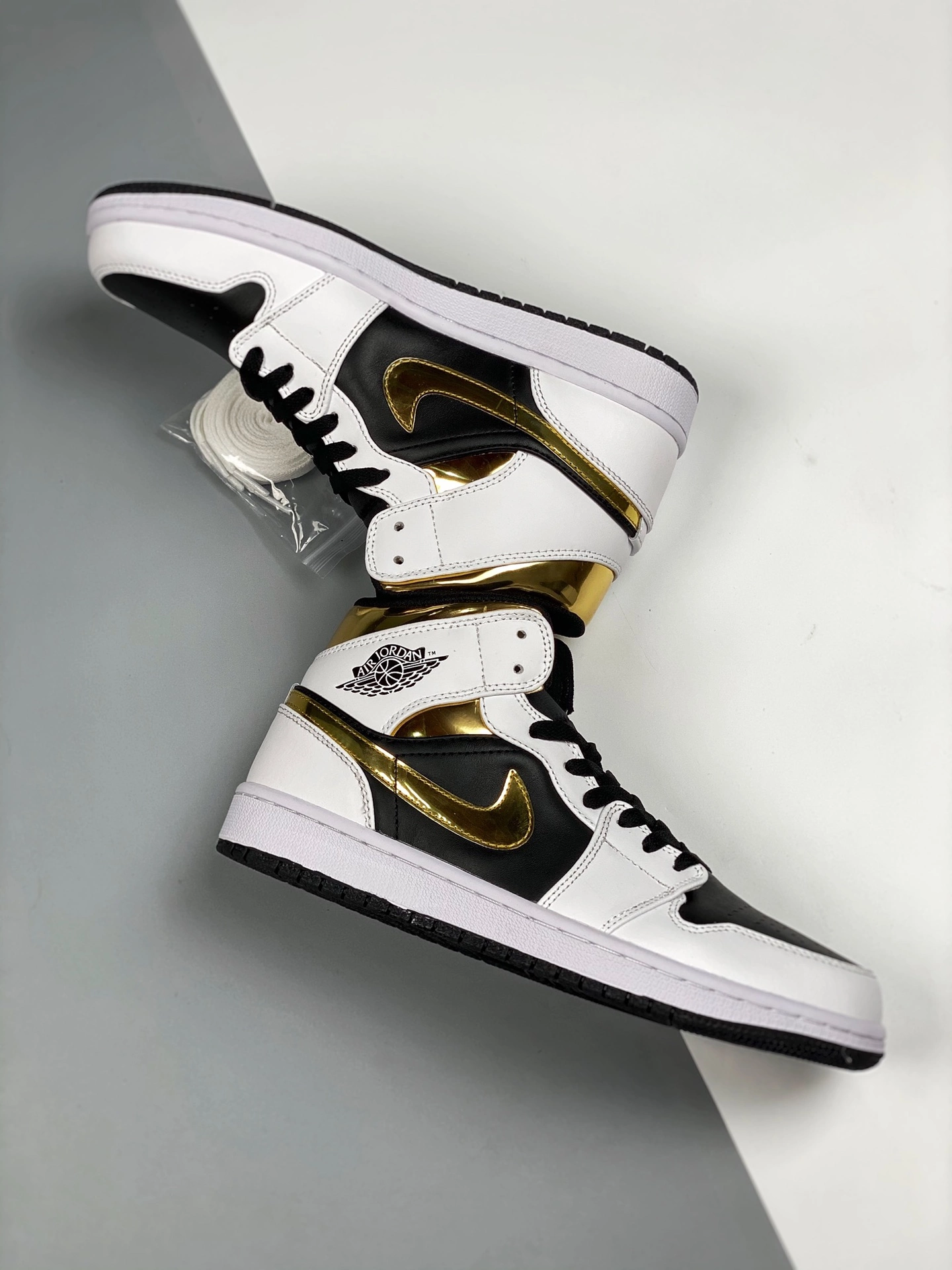 Air Jordan 1 Mid White/Black-Metallic Gold For Sale 6 Air Jordan 1 Mid White/Black-Metallic Gold For Sale - Image 4
