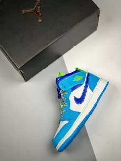 Air Jordan 1 Mid White Blue Neon Green DA8010-400 For Sale -Cheap Jordan Shop Air Jordan 1 Mid White Blue Neon Green DA8010 400 For Sale 2 2