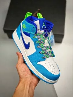 Cheap Jordan Shop 37 Air Jordan 1 Mid White Blue Neon Green DA8010-400 For Sale