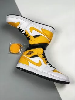 Air Jordan 1 Mid White/University Gold-Black 554724-170 For Sale -Cheap Jordan Shop Air Jordan 1 Mid White University Gold Black 554724 170 For Sale 3
