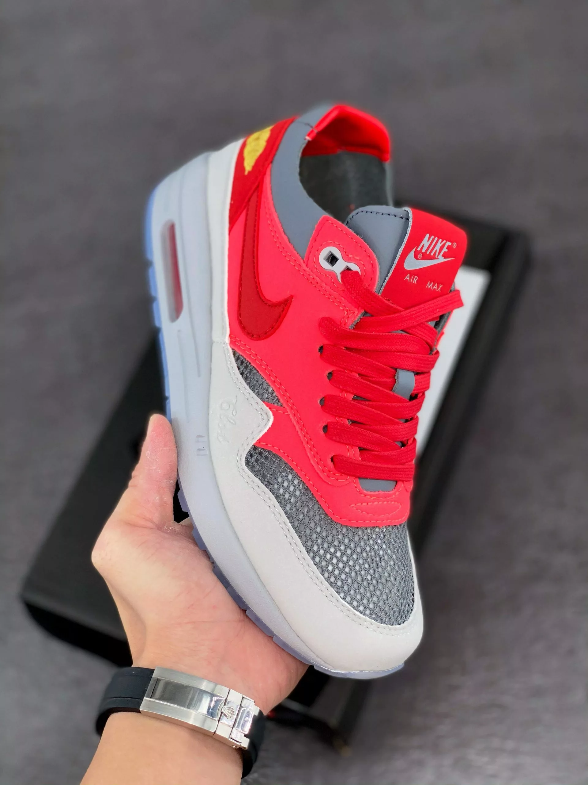 Nike Air Max 97 Clot X Nike Air Max 1 K.O.D. Solar Red/University Red-Cool Grey For Sale 2 Nike Air Max 97 Clot X Nike Air Max 1 K.O.D. Solar Red/University Red-Cool Grey For Sale