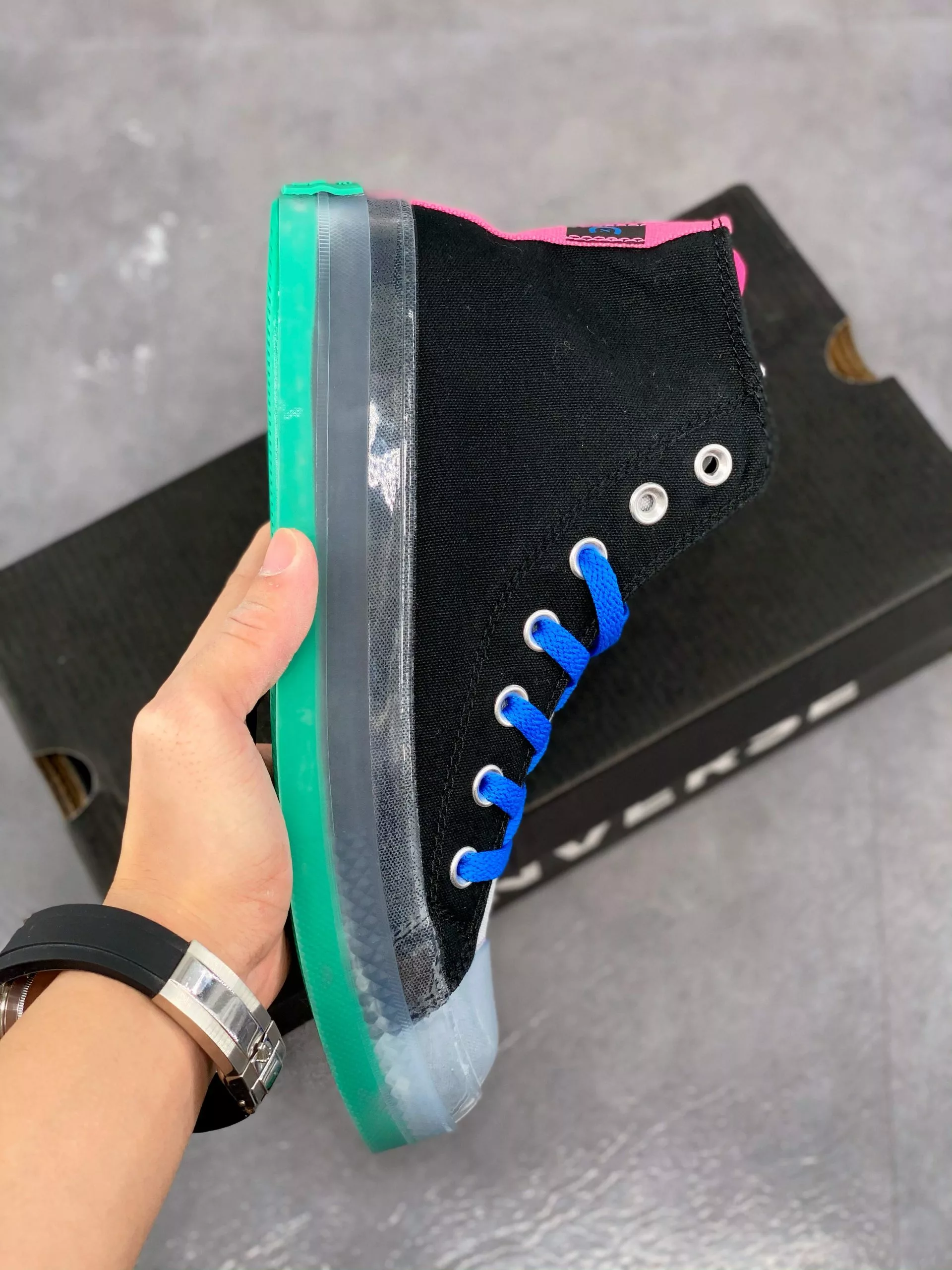 Converse Digital Terrain Chuck Taylor All Star CX High Top Black/Green/Pink For Sale 4 Converse Digital Terrain Chuck Taylor All Star CX High Top Black/Green/Pink For Sale - Image 2