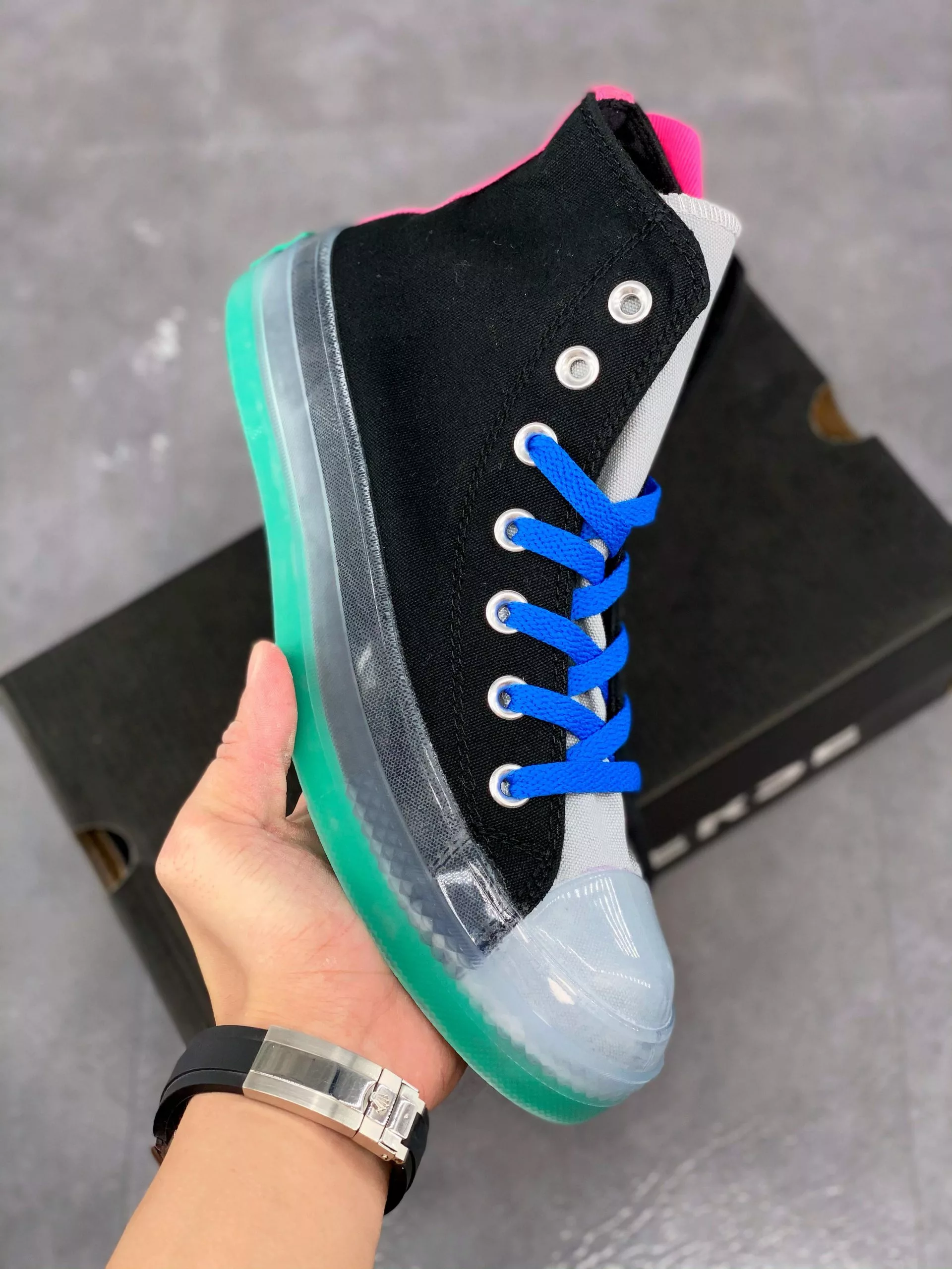 Converse Digital Terrain Chuck Taylor All Star CX High Top Black/Green/Pink For Sale 3 Converse Digital Terrain Chuck Taylor All Star CX High Top Black/Green/Pink For Sale