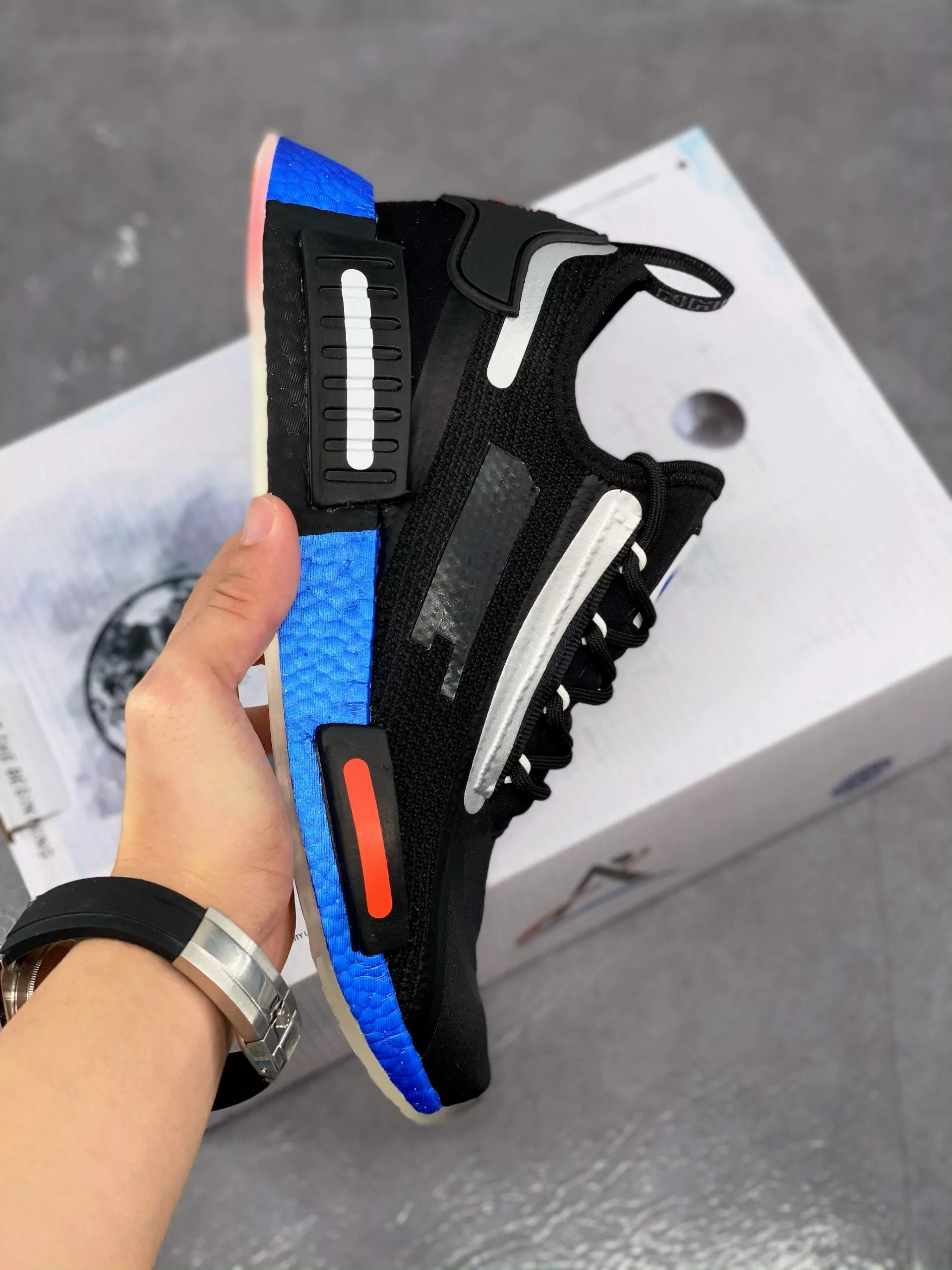 NASA X Adidas NMD R1 SPECTOO Black/Solar Red FX6818 For Sale 5 NASA X Adidas NMD R1 SPECTOO Black/Solar Red FX6818 For Sale - Image 3