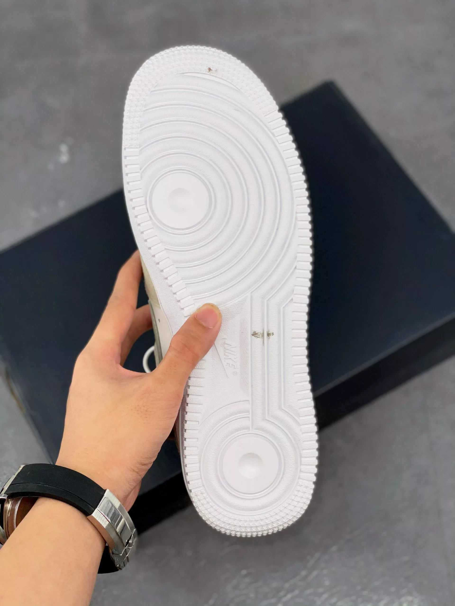 Nike Air Force 1 Low “First Use” Light Stone/Black-Sail-University Red For Sale 9 Nike Air Force 1 Low “First Use” Light Stone/Black-Sail-University Red For Sale - Image 7