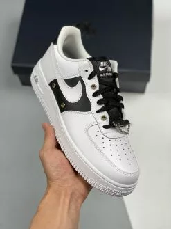 Nike Air Force 1 Low Snap Button Bling Black White For Sale