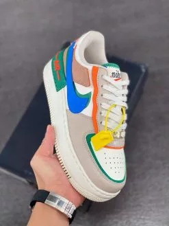 Nike Air Force 1 Shadow “First Use” White/Green-Blue-Orange For Sale
