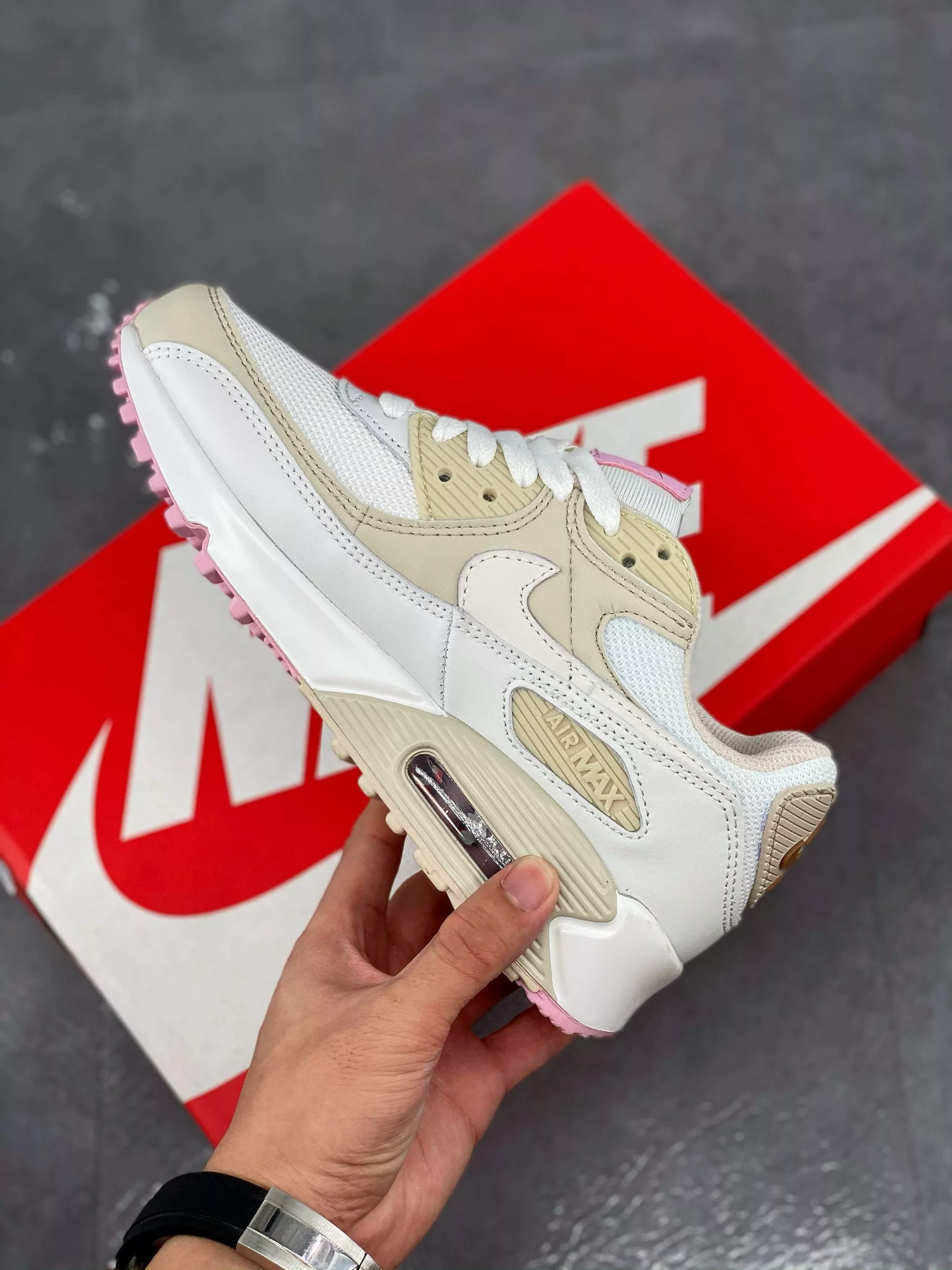 Nike Air Max 90 White/Metallic Red Bronze/Light Orewood Brown For Sale 4 Nike Air Max 90 White/Metallic Red Bronze/Light Orewood Brown For Sale - Image 3