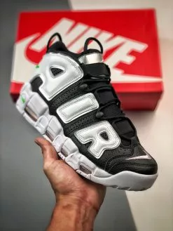 Nike Air More Uptempo Black White Silver For Sale