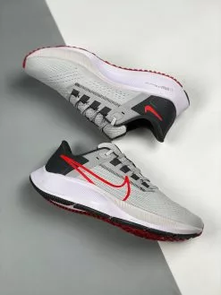 Nike Huarache Nike Air Zoom Pegasus 38 Pure Platinum/Wolf Grey/Iron Grey/Chile Red For Sale -Cheap Jordan Shop Nike Air Zoom Pegasus 38 Pure Platinum Wolf Grey Iron Grey Chile Red 3