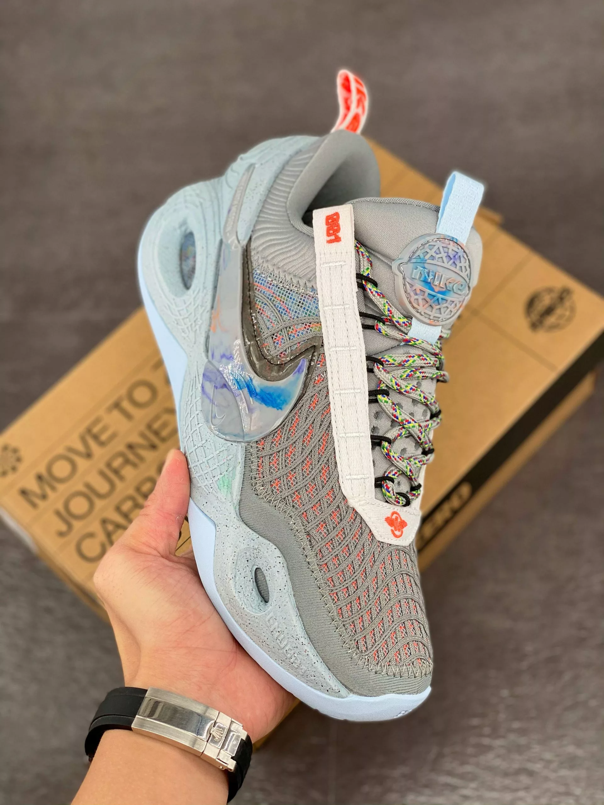 Nike Huarache Nike Cosmic Unity “Space Hippie” Particle Grey/Chambray Blue For Sale 3 Nike Huarache Nike Cosmic Unity “Space Hippie” Particle Grey/Chambray Blue For Sale