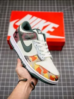 Nike SB Dunk Nike Dunk Low SE ‘Multi Camo’ Sail/Vintage Green-Total Orange For Sale