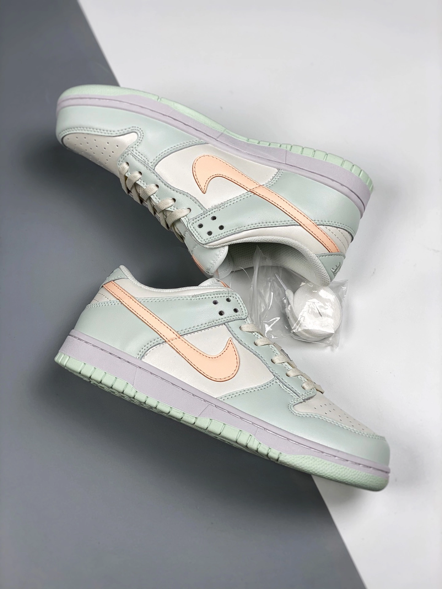 Nike SB Dunk Nike Dunk Low Sail/Crimson Tint-Barely Green-White For Sale 6 Nike SB Dunk Nike Dunk Low Sail/Crimson Tint-Barely Green-White For Sale - Image 4