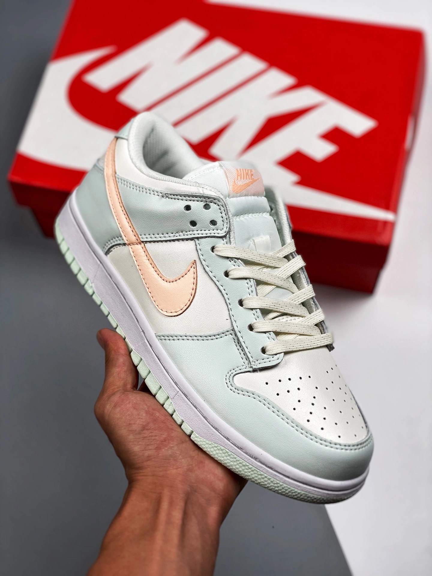 Nike SB Dunk Nike Dunk Low Sail/Crimson Tint-Barely Green-White For Sale 3 Nike SB Dunk Nike Dunk Low Sail/Crimson Tint-Barely Green-White For Sale