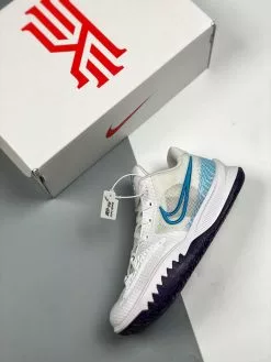 Nike Kyrie Low 4 White/Laser Blue-Dark Raisin For Sale -Cheap Jordan Shop Nike Kyrie Low 4 White Laser Blue Dark Raisin For Sale 2 1