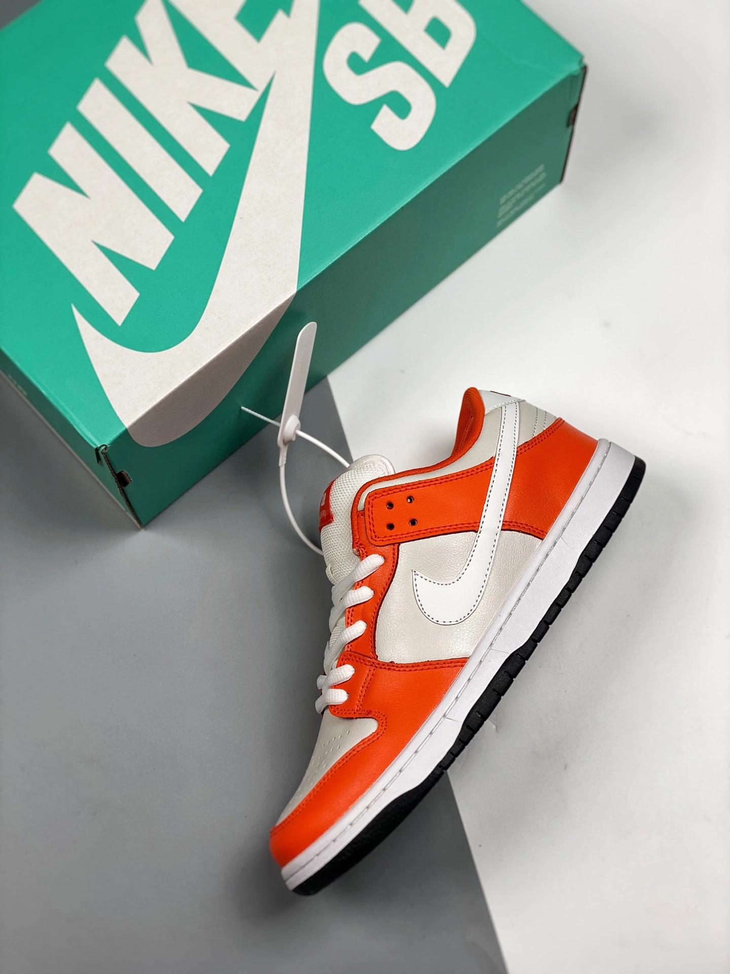 Nike SB Dunk Low “Orange Box” Safety Orange/White-Cream For Sale 5 Nike SB Dunk Low “Orange Box” Safety Orange/White-Cream For Sale - Image 3