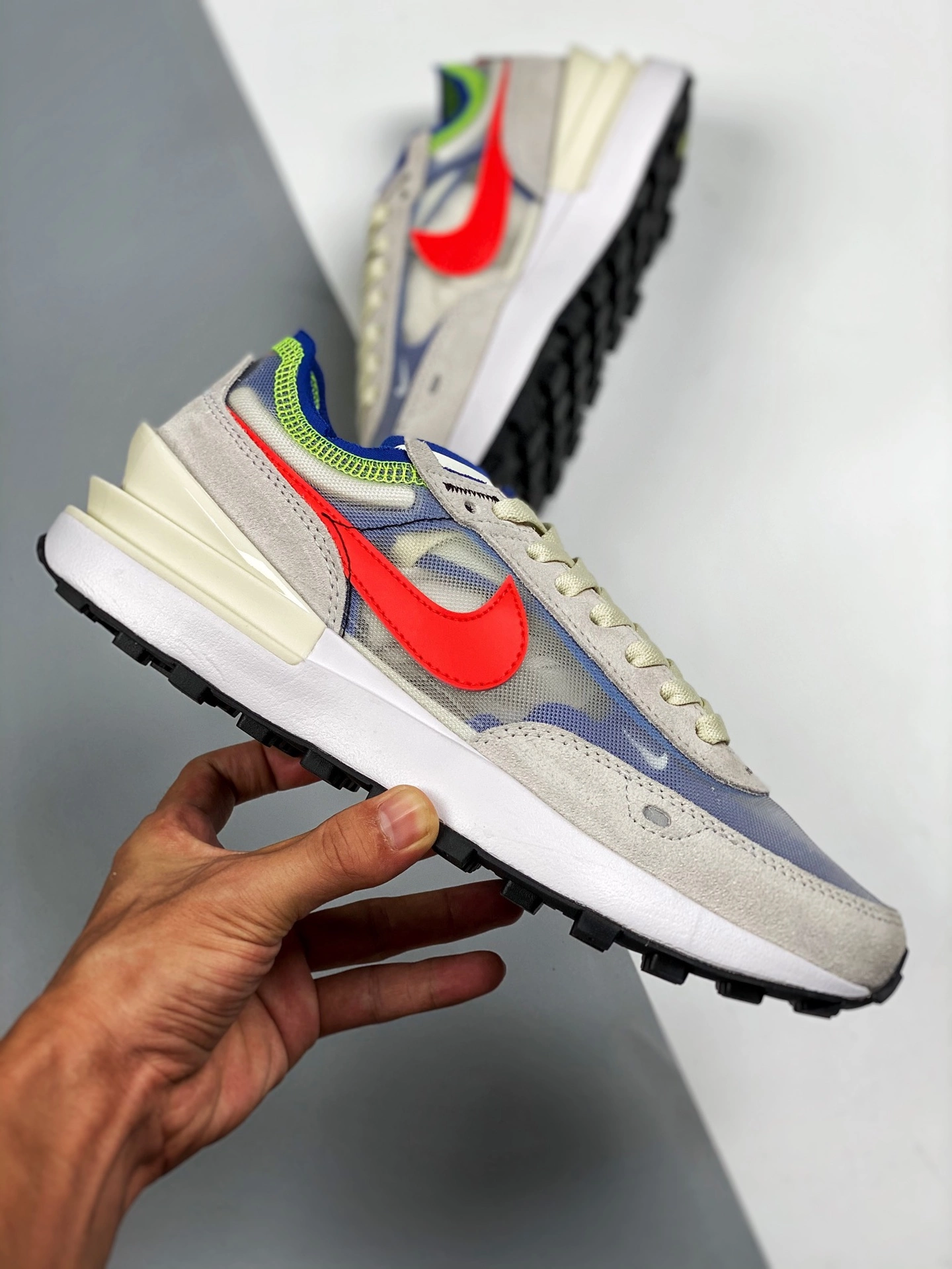 Nike React Element 55 Nike Waffle One Blue Lining Crimson Swooshes For Sale 4 Nike React Element 55 Nike Waffle One Blue Lining Crimson Swooshes For Sale - Image 2