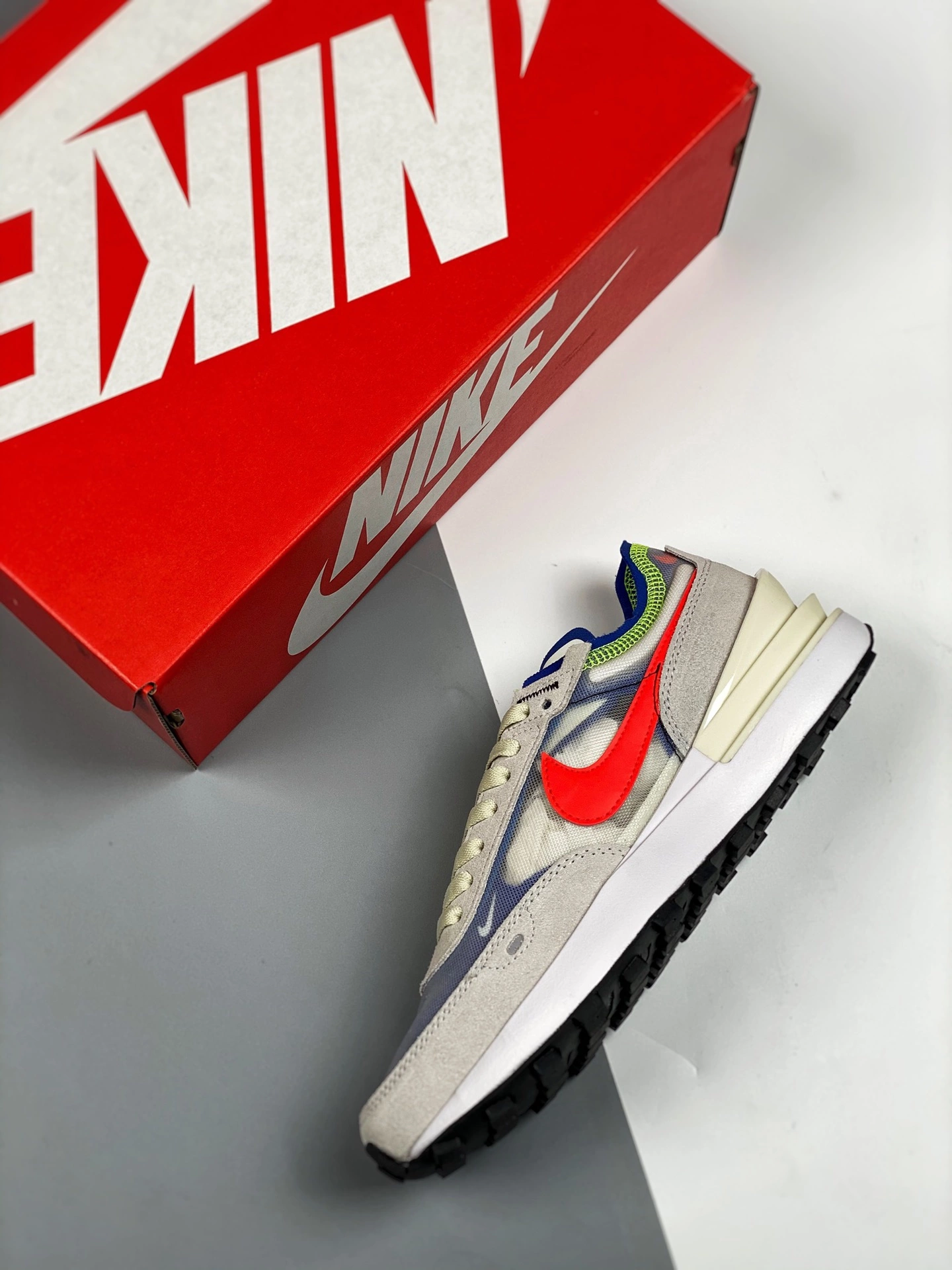Nike React Element 55 Nike Waffle One Blue Lining Crimson Swooshes For Sale 5 Nike React Element 55 Nike Waffle One Blue Lining Crimson Swooshes For Sale - Image 3