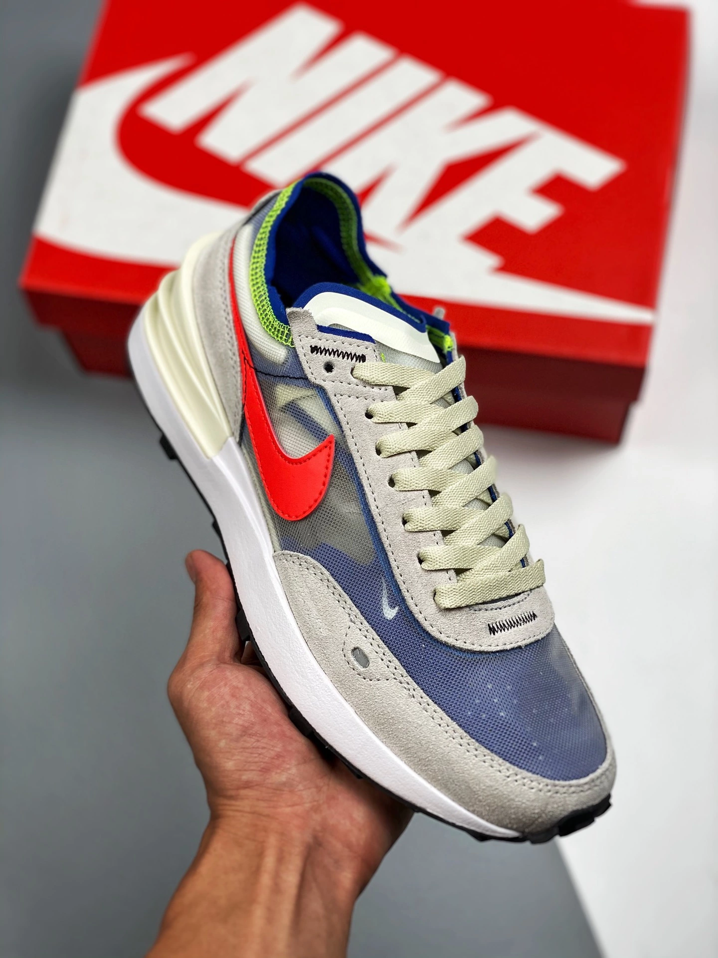 Nike React Element 55 Nike Waffle One Blue Lining Crimson Swooshes For Sale 3 Nike React Element 55 Nike Waffle One Blue Lining Crimson Swooshes For Sale