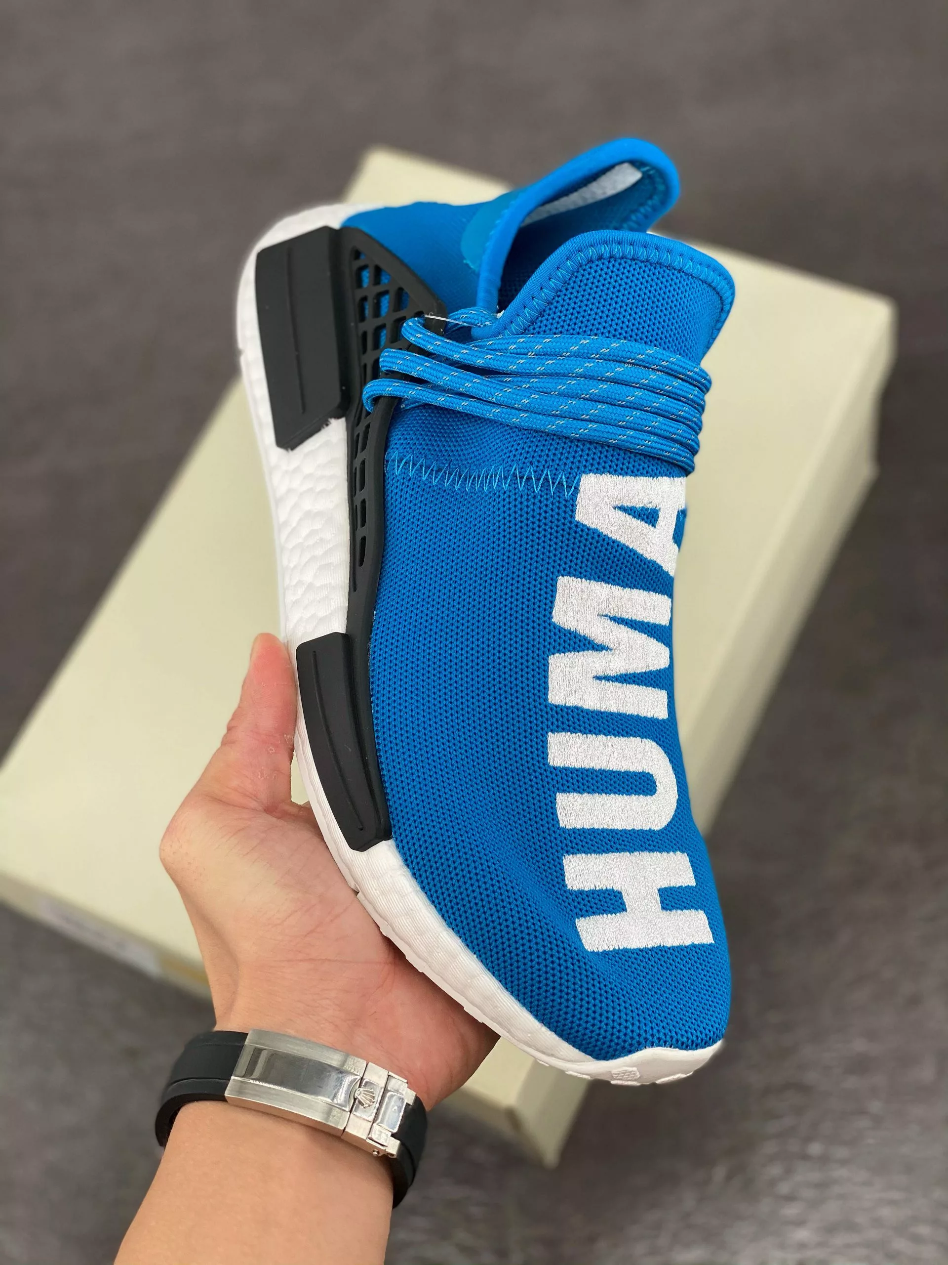 Adidas NMD Pharrell Williams X Adidas HU NMD “Human Being” Shale Blue BB0618 For Sale 3 Adidas NMD Pharrell Williams X Adidas HU NMD “Human Being” Shale Blue BB0618 For Sale